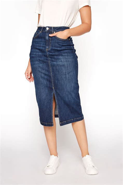 long denim pencil skirt